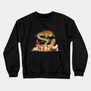 All 12 Chinese Zodiac Animals Together Crewneck Sweatshirt